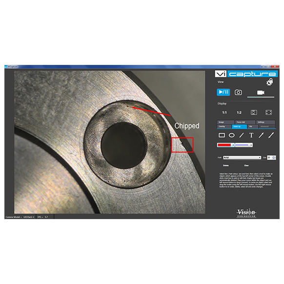 ViCapture software screenshot mechanical part markup